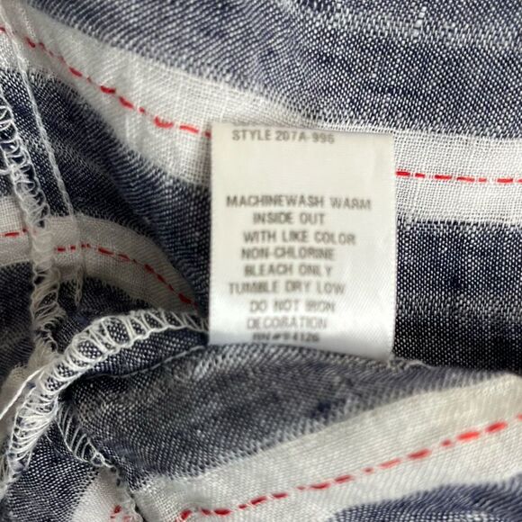 CP Shades Regina 100% Linen Pintuck Tunic Dress Chambray Stripe Women Medium - Picture 11 of 16